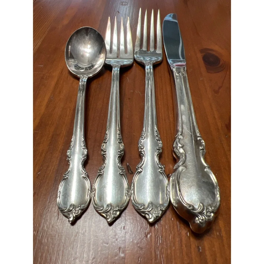 1847 Rogers Bros Reflection Silverplate Flatware 4pc‎ Place Setting Vintage IS